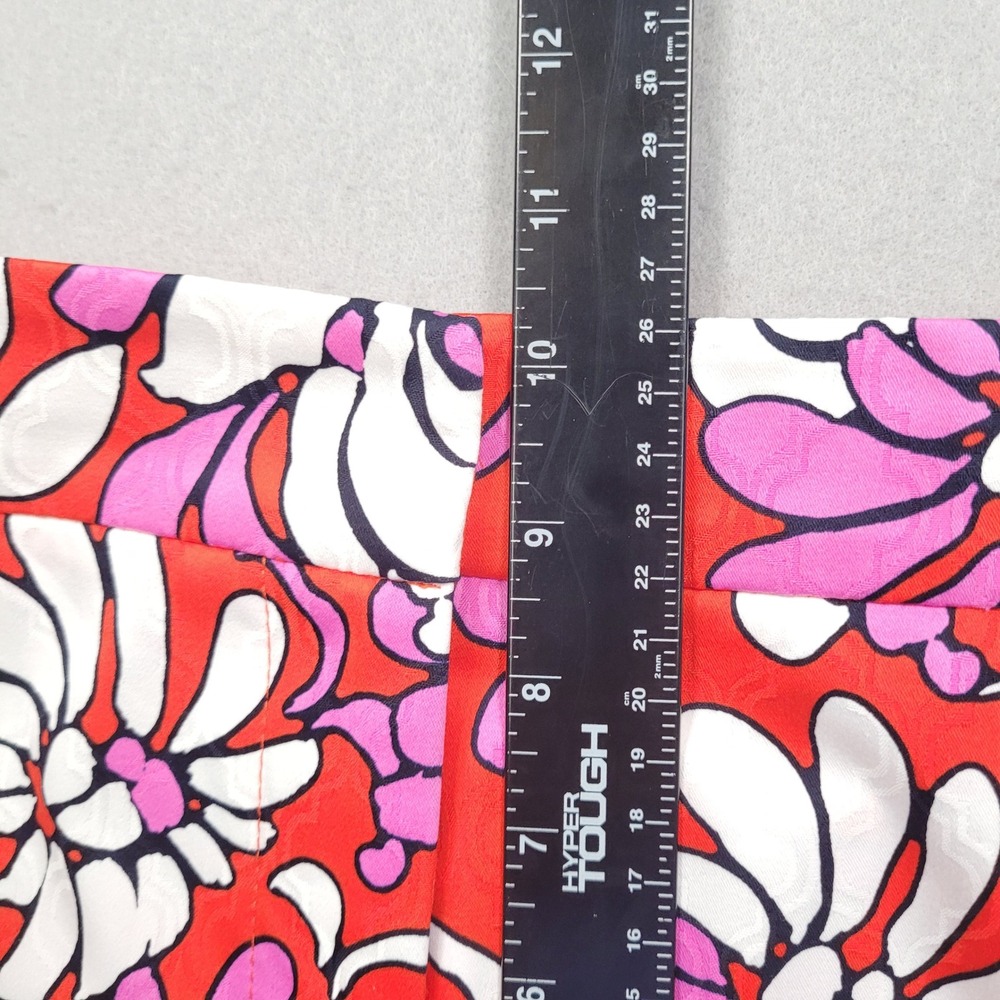 Trina Turk Womens Size 6 Floral Jacquard Pants Red Pink White Slim Ankle Crop - Picture 5 of 7